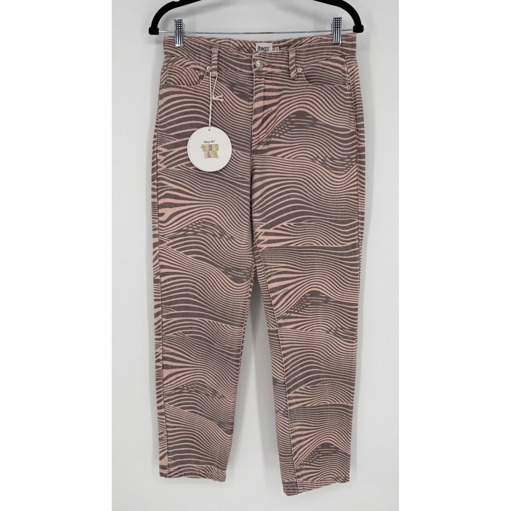 PRINCESS POLLY‎ ORGANIC COTTON BLEND ARYANA ZEBRA STRIPE STRAIGHT JEANS SZ 6 NWT